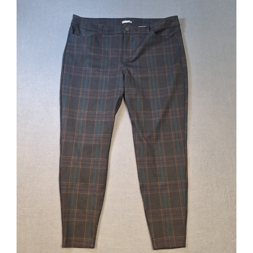 Maurices Dark Blue Green Plaid Ankle Pants Ladies SizeXXL REG High Rise Pockets